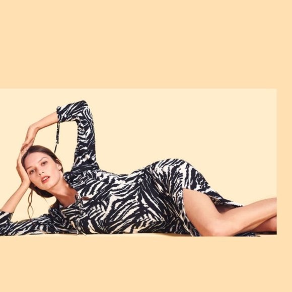 NWT TOPSHOP - Animal Print Long Sleeve Midi Dress - Picture 6 of 8